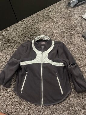 FP Movement by Free People Charcoal Gray and White Contrast Fleece Jacket